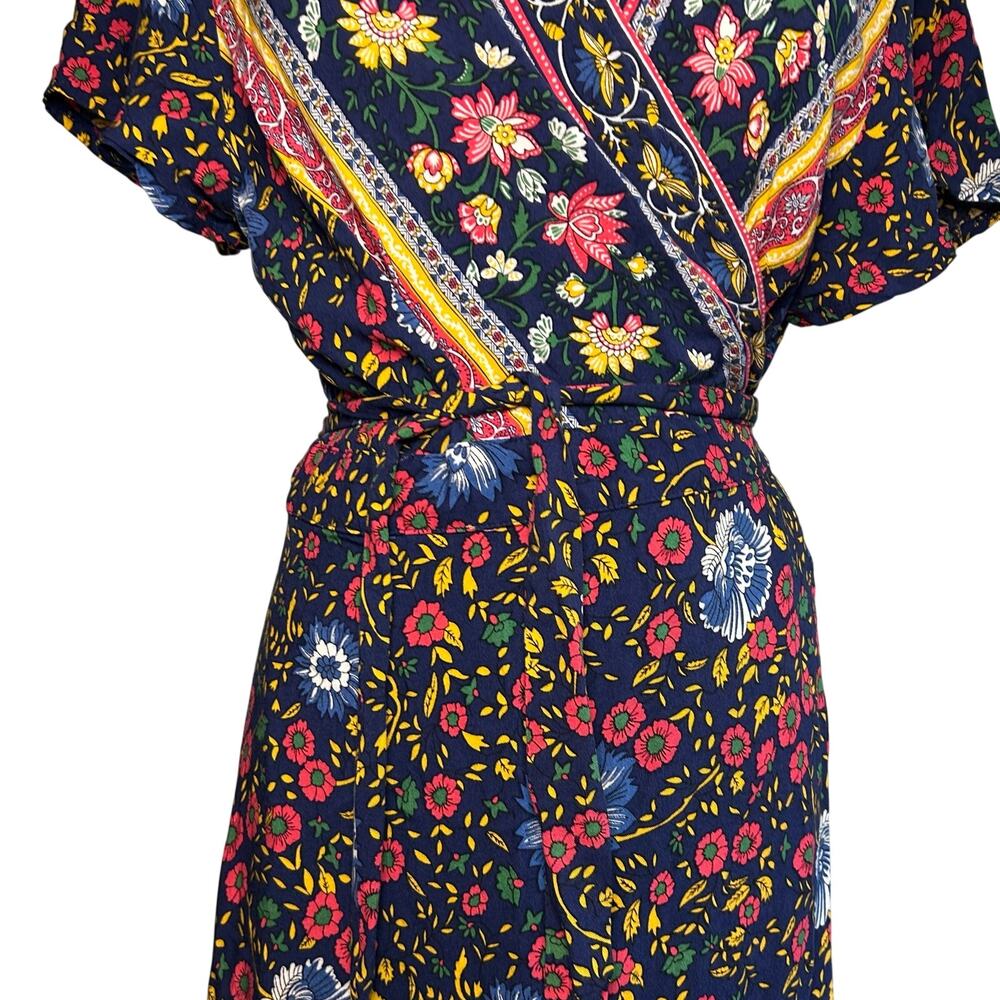 Zesica XL Blue Floral Boho Wrap Maxi Dress Cottage Casual Whimsigoth Retro - Picture 14 of 17